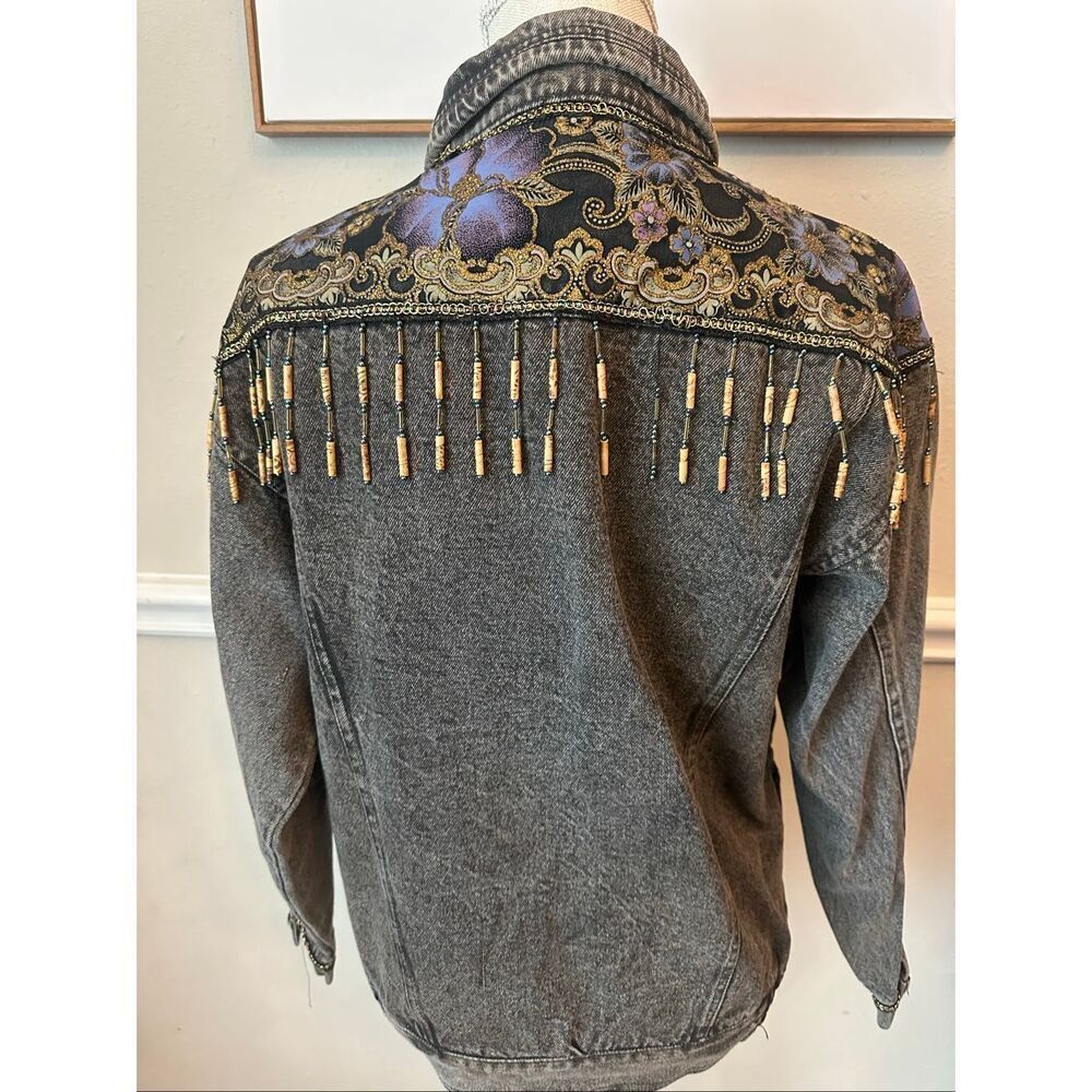 Vintage Embellished Western Denim Jacket Size Large - Picture 10 of 14